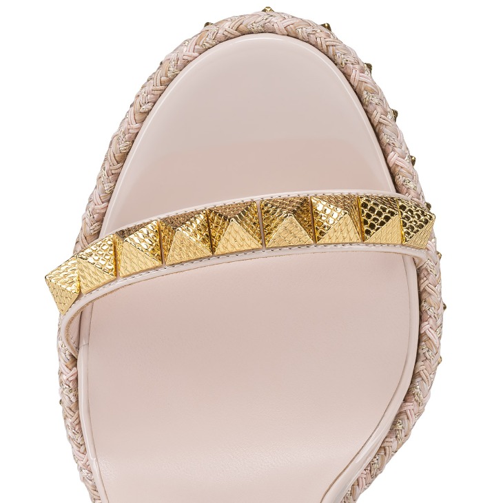 Pyraclou 110 mm Espadrilles Cuir de veau verni Leche Femme Christian Louboutin Belgique