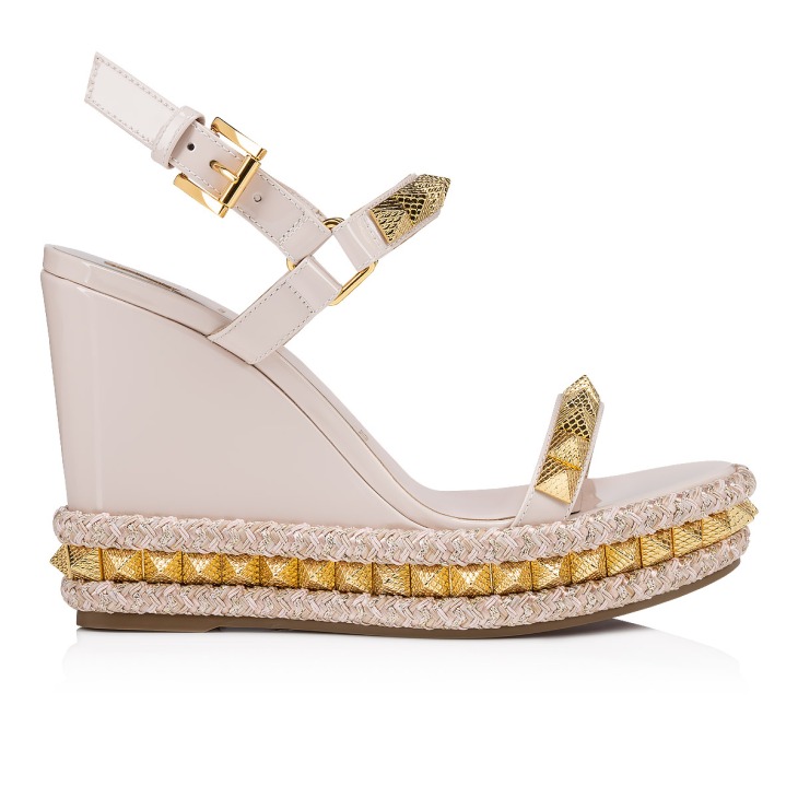 Pyraclou 110 mm Espadrilles Patent calf leather Leche Women Christian Louboutin Spain