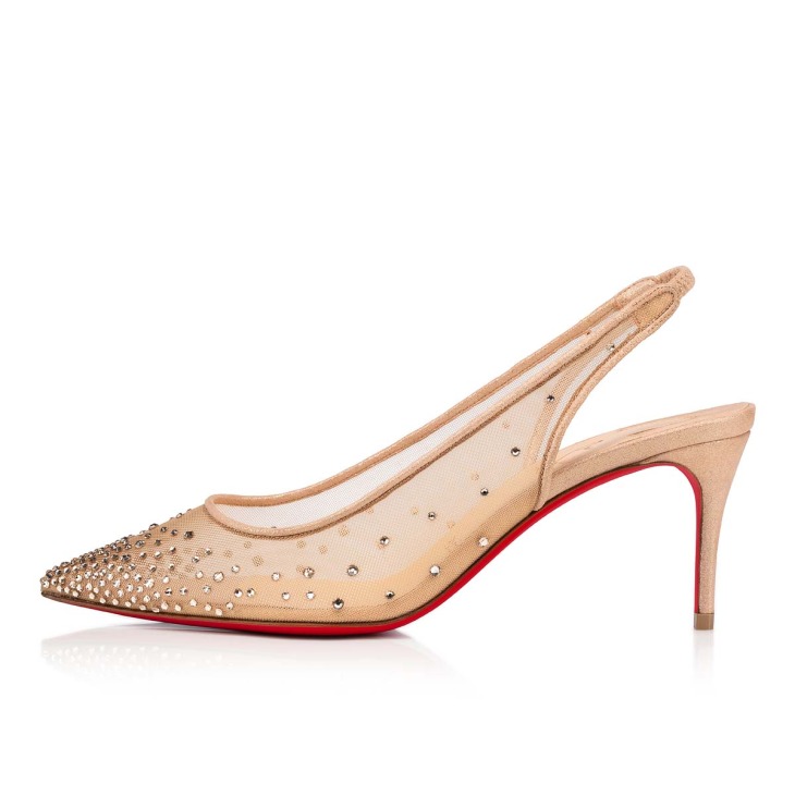 Follies Strass Sling - 70 mm Pumps - Irridescent suede calf, net
