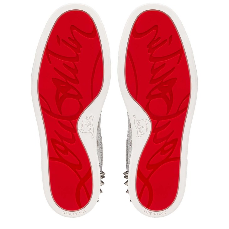 Vieira 2 Low top sneakers Glittered calf leather and spikes Silver Women Christian Louboutin Ireland