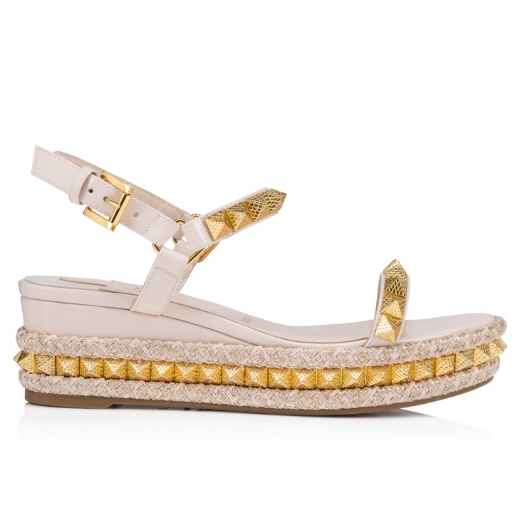 Pyraclou 60 mm Espadrilles Patent calf leather Leche Women Christian Louboutin Spain
