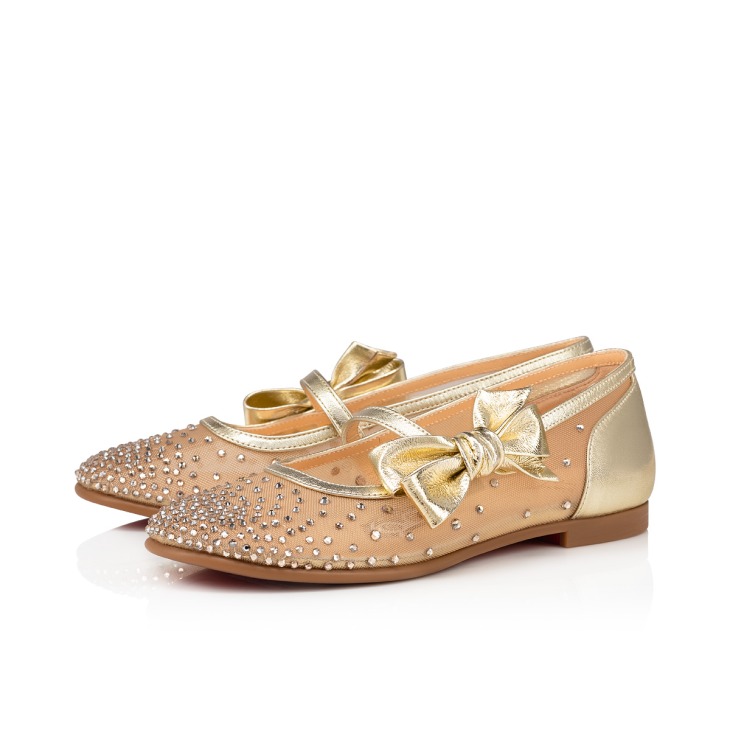 Melodie Strass Ballerinas Mesh and nappa leather Platine Kids Christian Louboutin United Kingdom