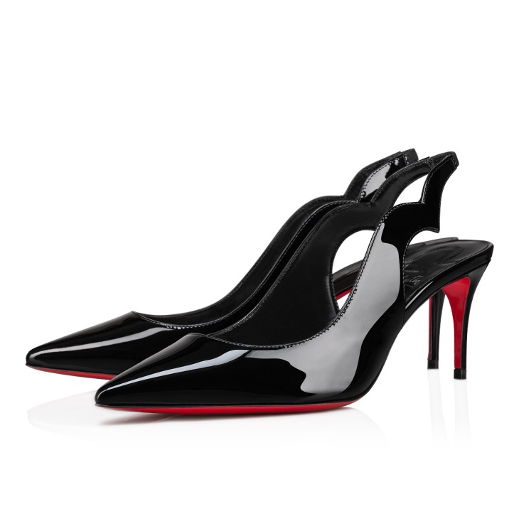 Hot Chick Sling 70 mm Sling back pumps Patent calf leather Black Women Christian Louboutin Spain