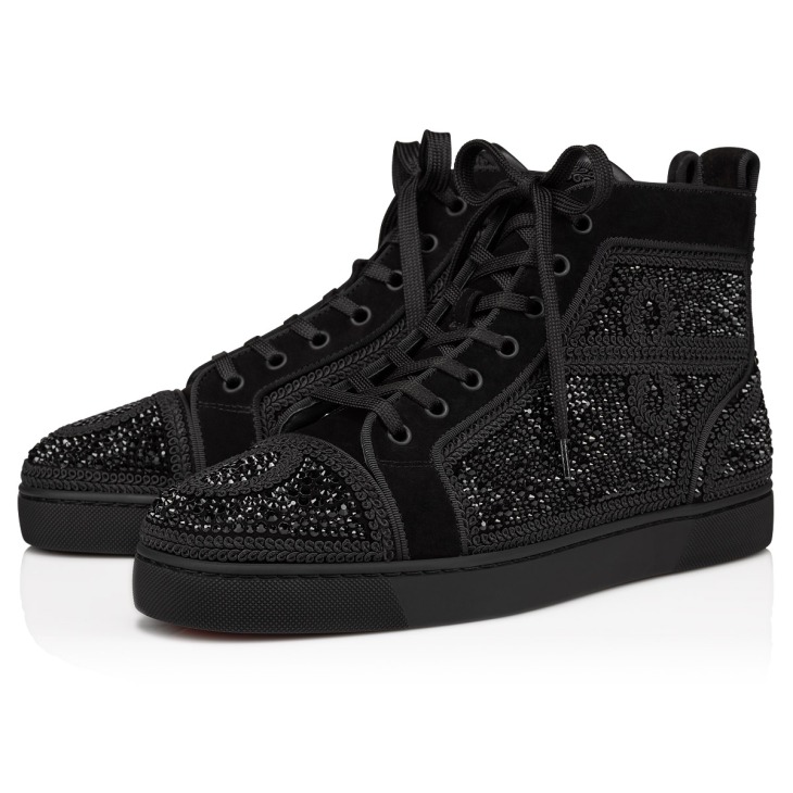 Christian Louboutin - Louis Suede High-Top Trainers - Mens - Black