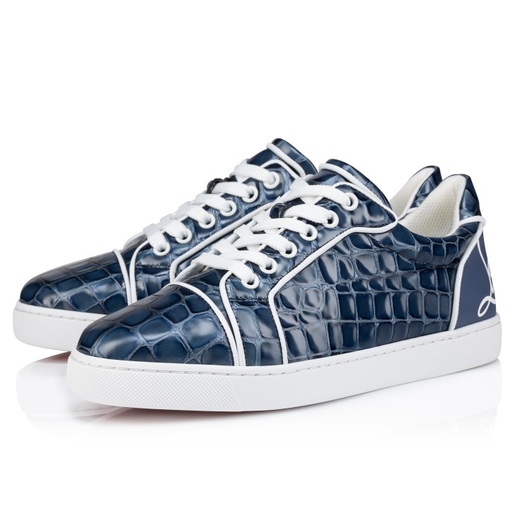 Fun Vieira Sneakers Alligator embossed calf leather and specchio leather Denim Women Christian Louboutin Switzerland