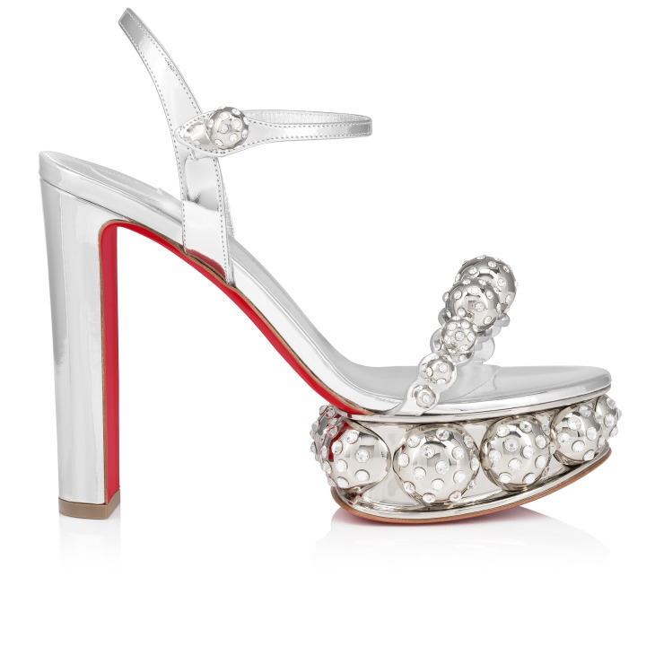 Atmospherica 130 mm Sandals Specchio leather Silver Women Christian Louboutin United Kingdom