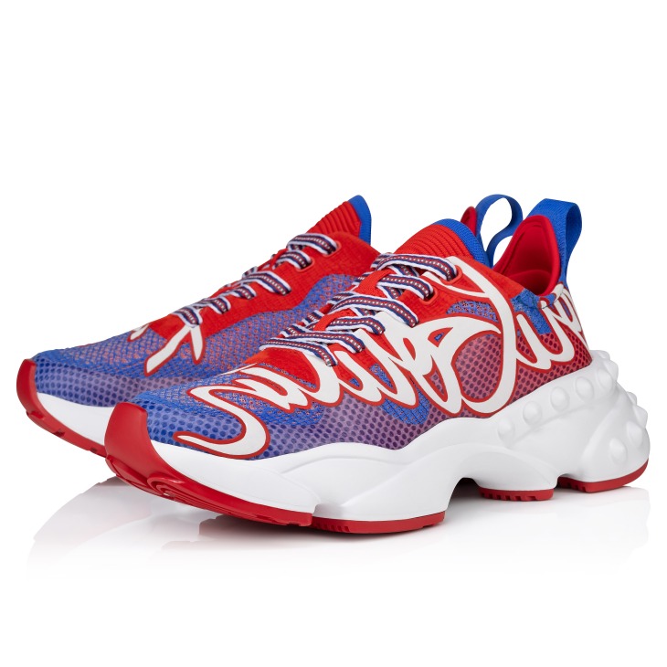Rocknrun Running Sneakers Mesh Royal blue Men Christian Louboutin Italy