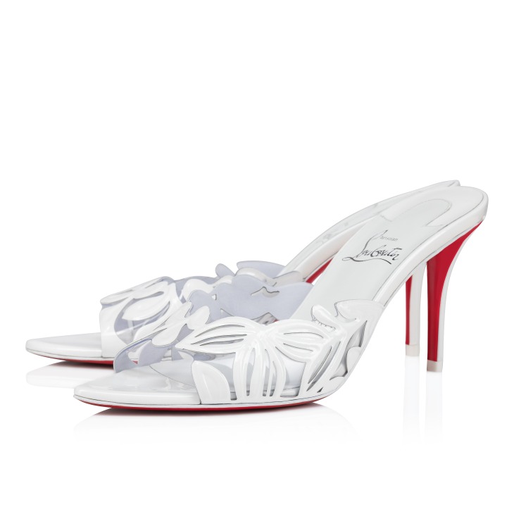 Apostropha Mule Petunia 80 mm Mules PVC and patent leather White Women Christian Louboutin United Kingdom