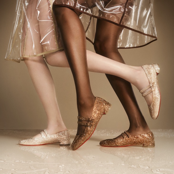 Sweet Jane Strass Ballerines Veau velours Nude 1 Christian Louboutin France