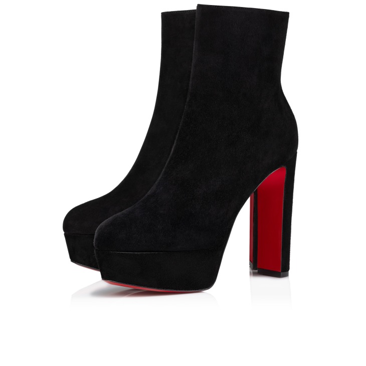 Loo Booty - 130 mm Low Boots - Veau velours - Black - Women