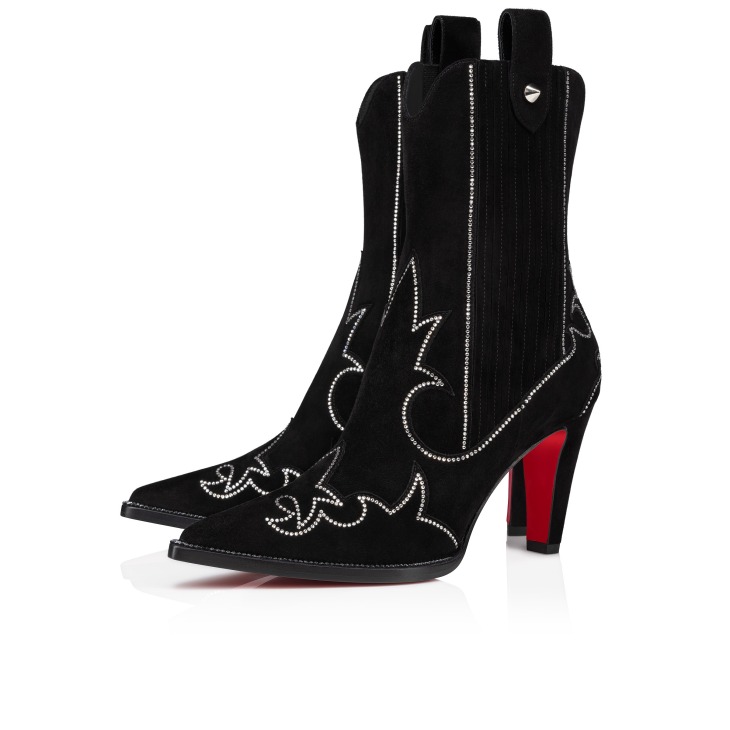 Louboutin louis flat veau velours strass store