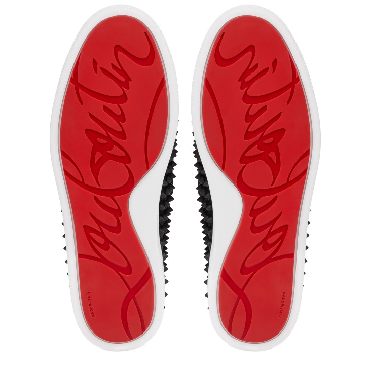 Spikeboat Slip on Sneakers Calf leather and spikes Black Men Christian Louboutin Italy
