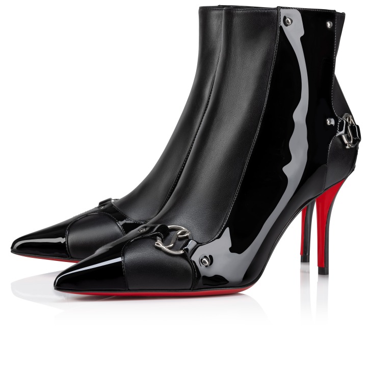 CL in 90s Booty 80 mm Low Boots Patent leather and nappa leather Black Women Christian Louboutin Italy