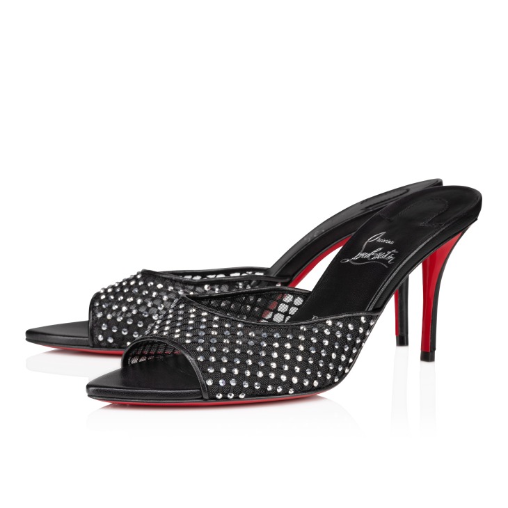 Apostropha Mule Mesh Strass 80 mm Mules Mesh nappa leather and strass Black Women Christian Louboutin Spain