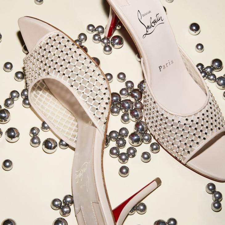 Apostropha Mule Mesh Strass 80 mm Mules Mesh nappa leather and strass Leche Women Christian Louboutin United Kingdom