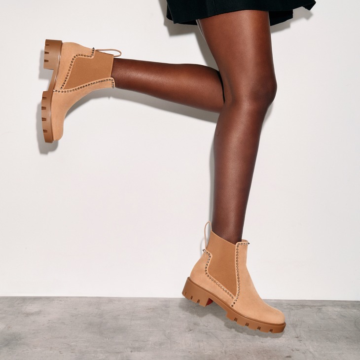 Out Lina Spike Lug Booties Veau velours Lionne Woman Christian Louboutin Spain