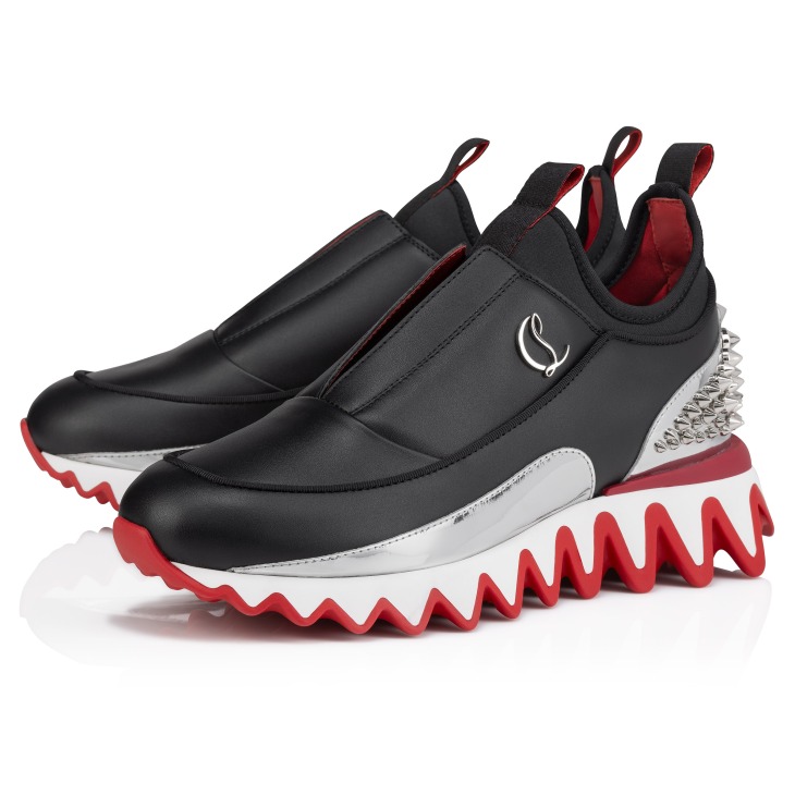 Sharkyloub Sp Spikes Running Sneakers Calf leather and neopren Black Women Christian Louboutin United Kingdom
