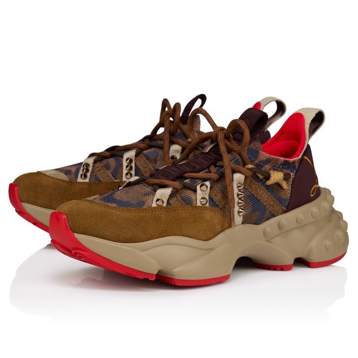 Trailnrun - Sneakers - Reversed calf leather, 'Leo' printed fabric