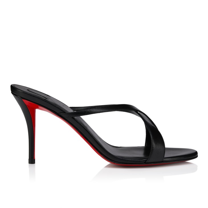 Mulazee Cross - 80 mm Mules - Kid leather - Black - Women