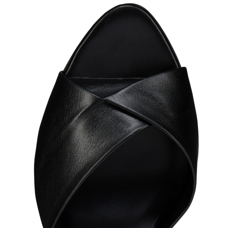 Fanny Slide - 85 mm Mules - Kid leather - Black - Women