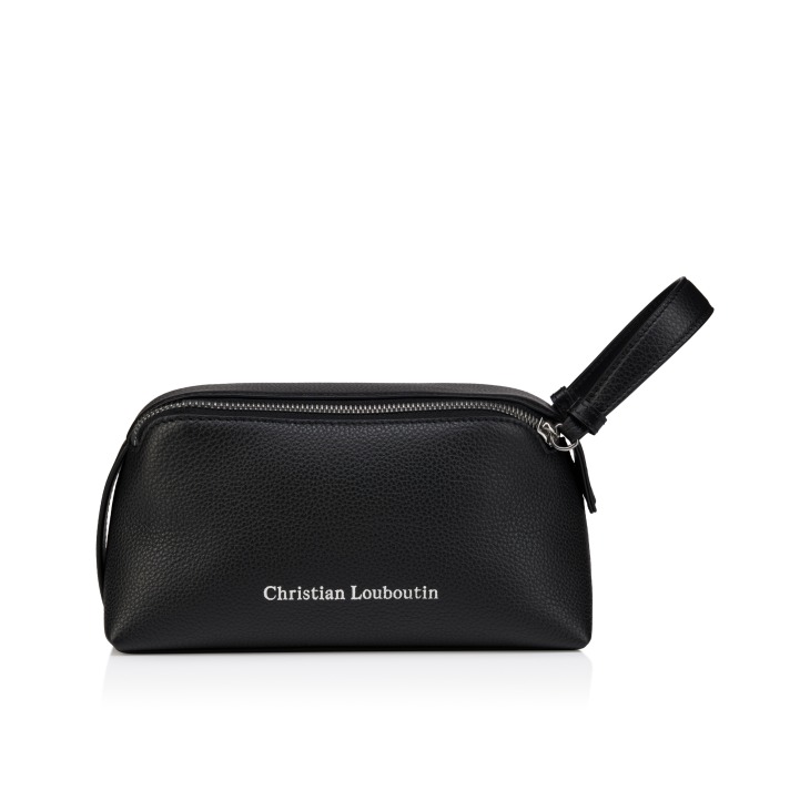 Christian Louboutin ブラックレザーケース Nostalgic - Pouch - Grained calf leather - Black - Christian