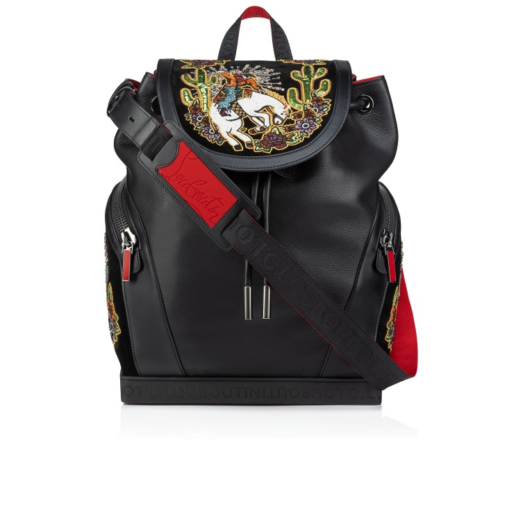 Explorafunk small Backpack Calf leather Giddy embroidered Black Christian Louboutin Spain