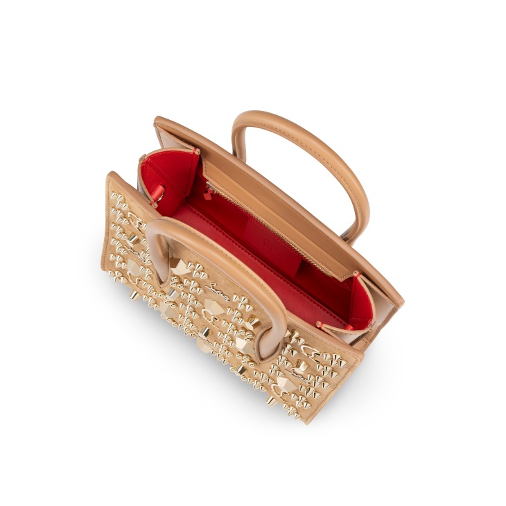 Paloma modele mini Sac porte main Veau velours cuir de veau et spikes Loubinthesky Lionne Christian Louboutin France