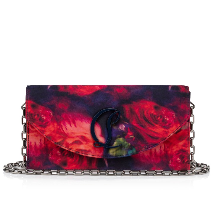 Loubi54 Pochette Crepe satin imprime Roses Multicouleur Christian Louboutin France