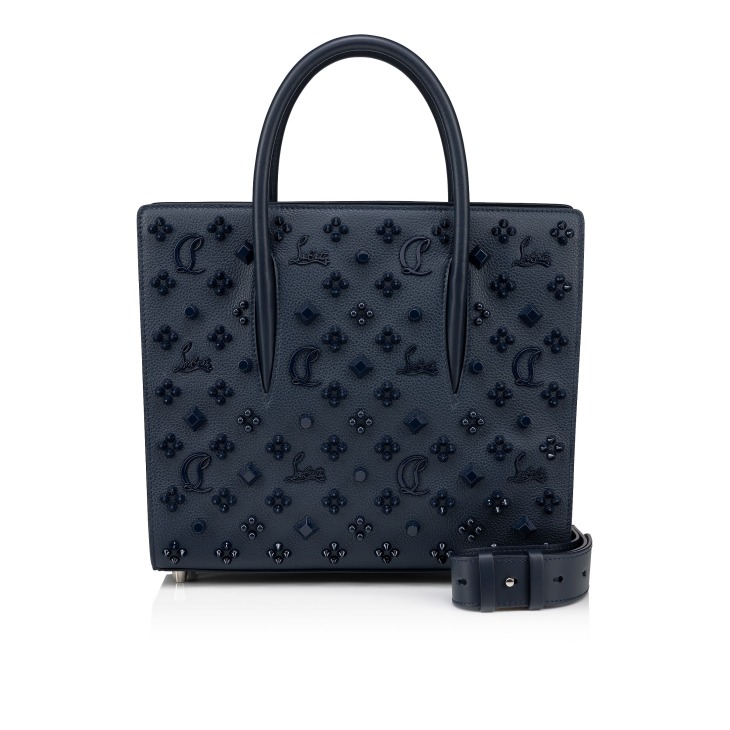 Paloma modele medium Sac porte main Cuir de veau et spikes Loubinthesky Navy Christian Louboutin France