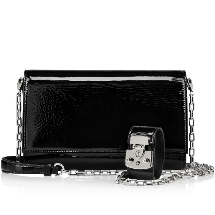 Louboutin black patent clutch bag deals