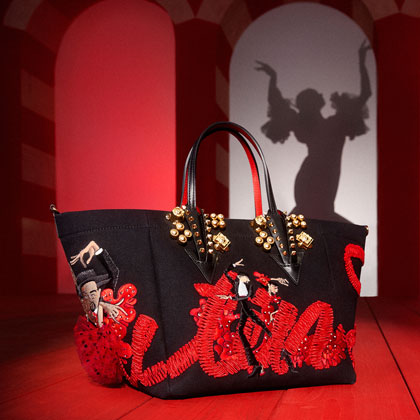 Flamencaba - Tote bag - Flamenco embroidery and calf leather - Black