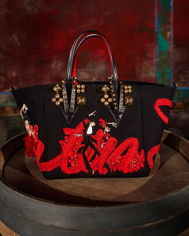 Christian Louboutin X Rossy De Palma Flamencaba Small Embroidered Tote Bag  In Black